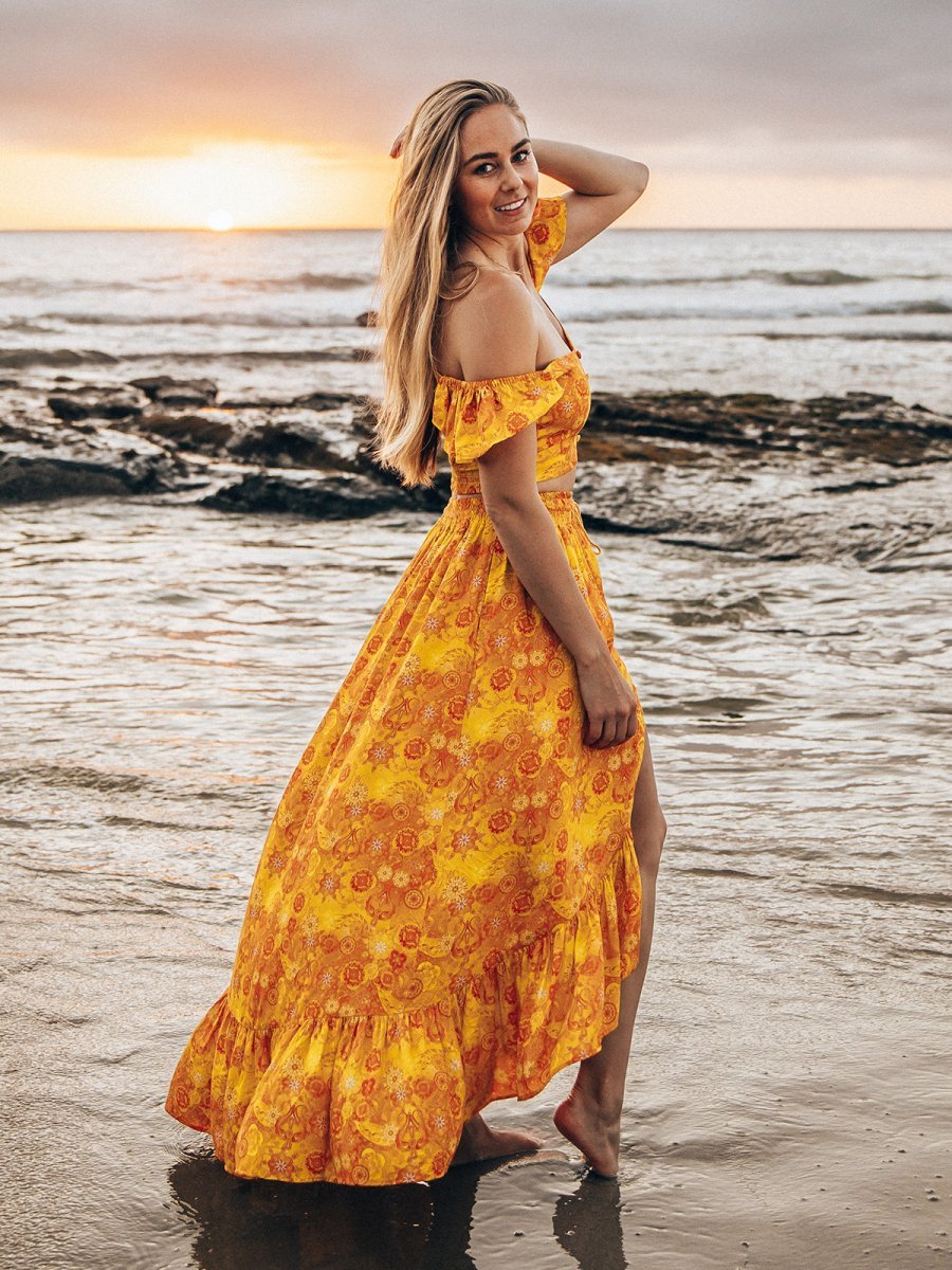 Yellow maxi dress with pockets Clearance