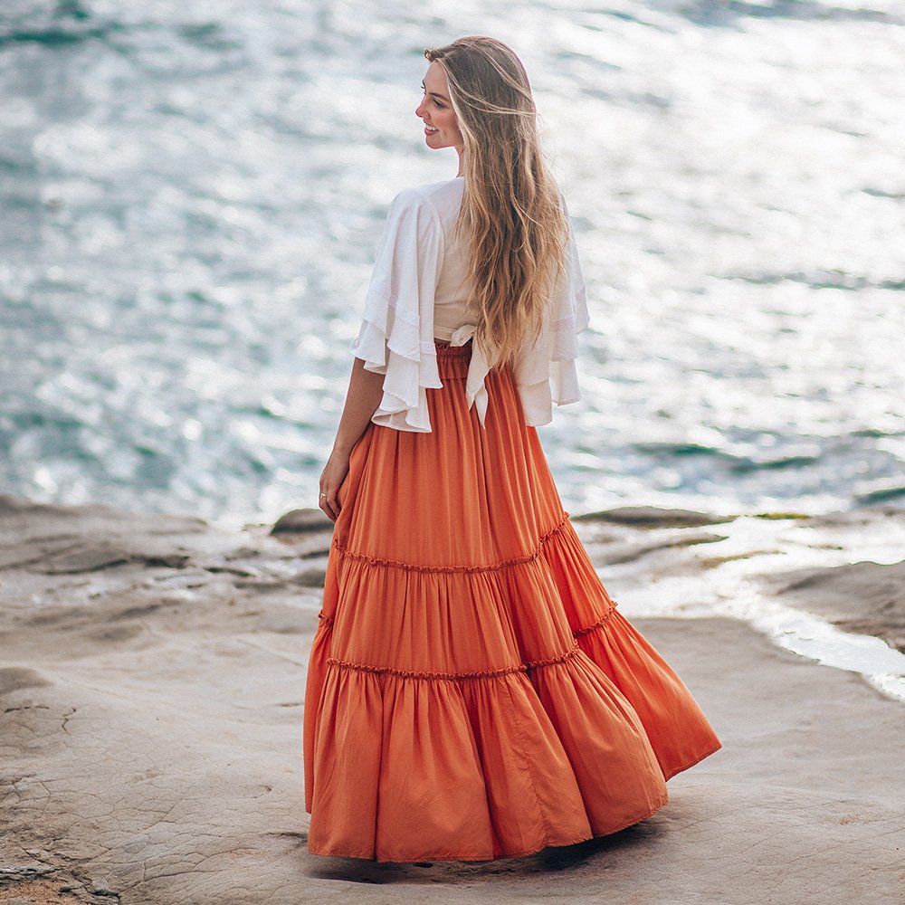 Tiered skirt deals long