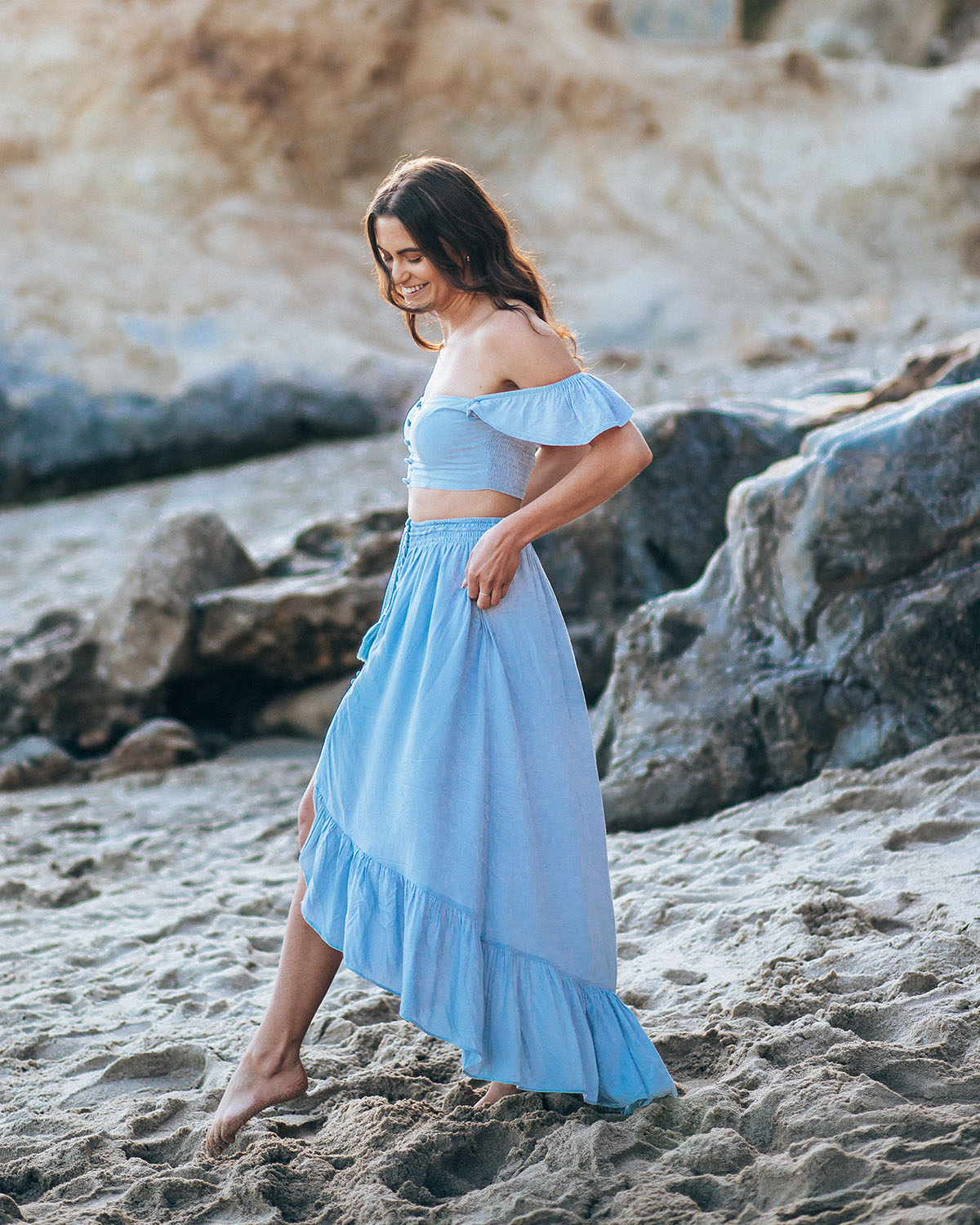 Light blue boho maxi hot sale dress