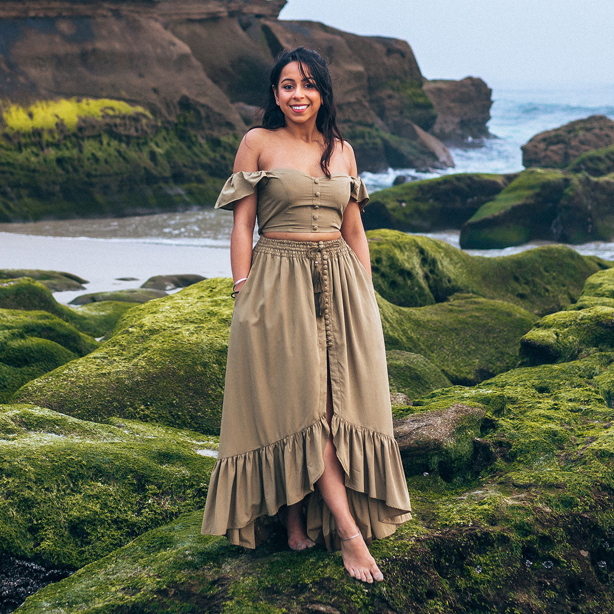 Olive top boho dress