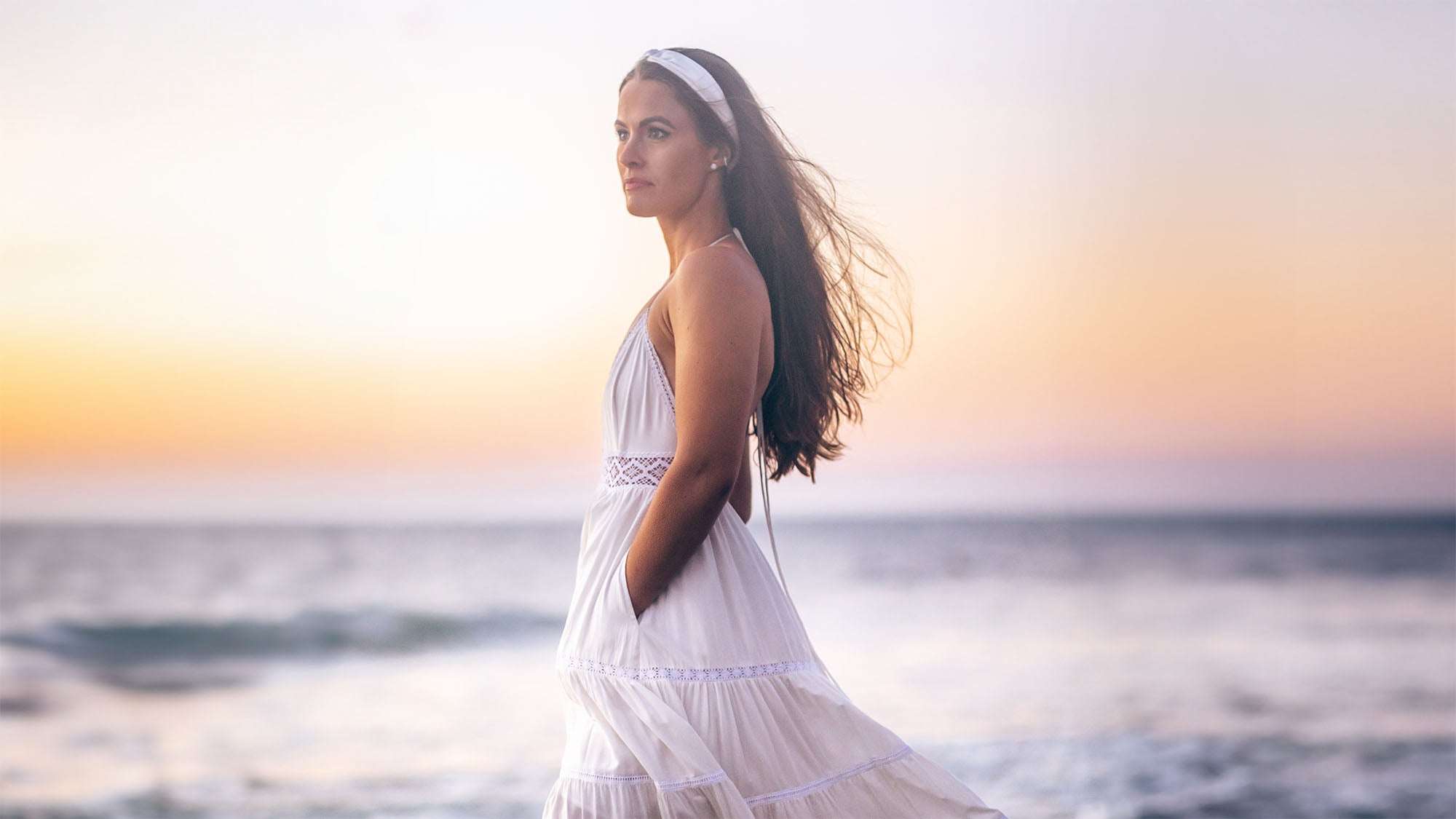 Sicilia Lace Maxi Dress | White | Boho Chic Dresses with Pockets by Cocopiña
