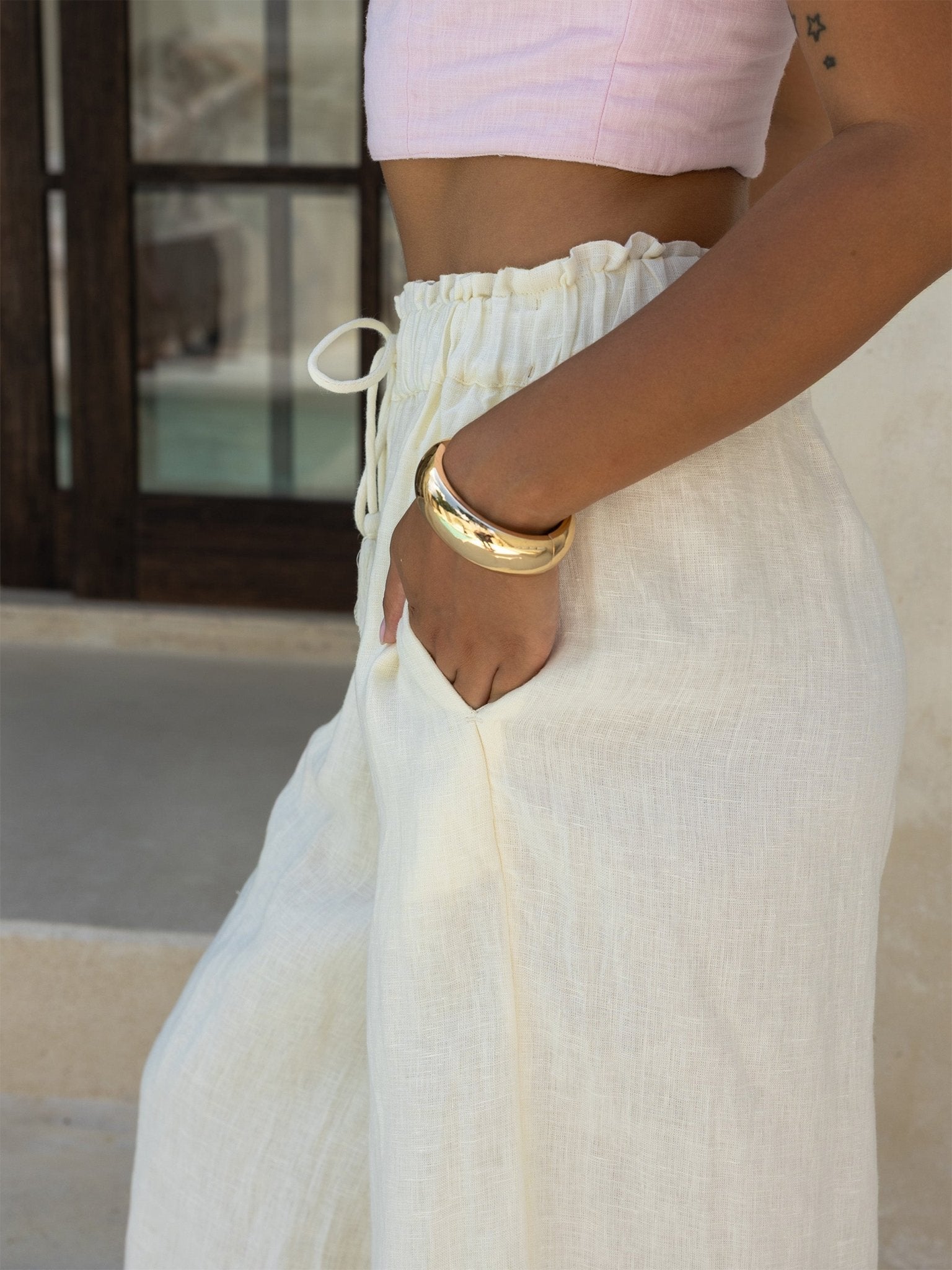 Catalina Linen Pants — Wide-Leg, 100% Mid-Weight Linen — Cocopiña