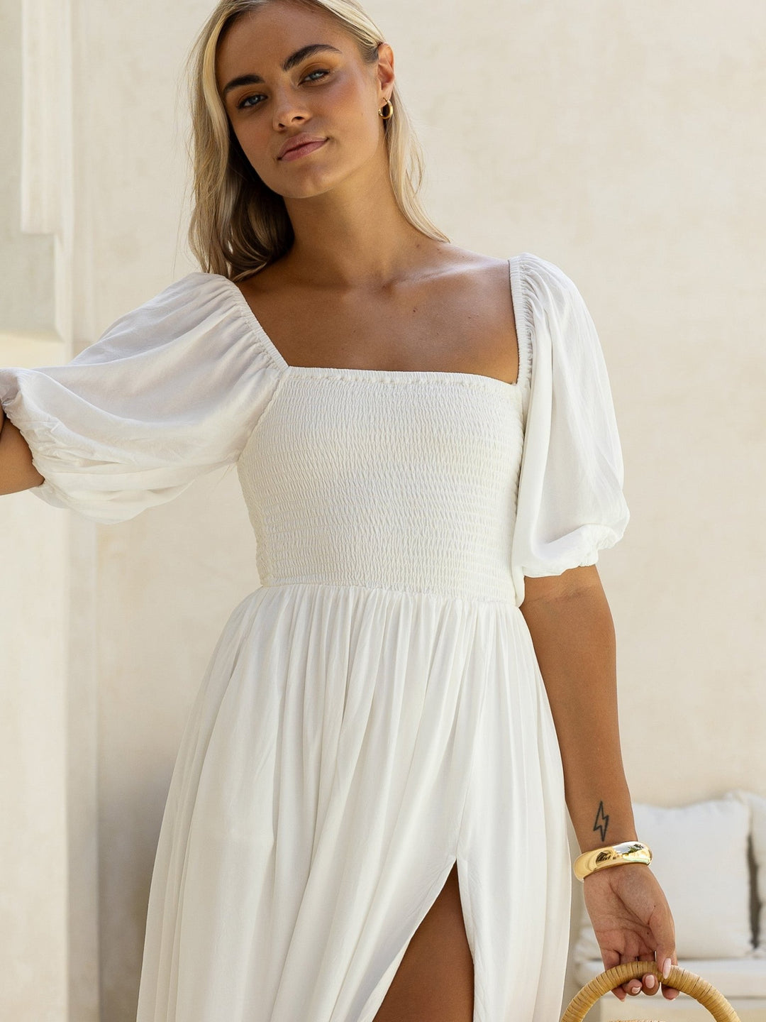 Alma Maxi Dress — Smocked Bodice with Pockets — Cocopiña