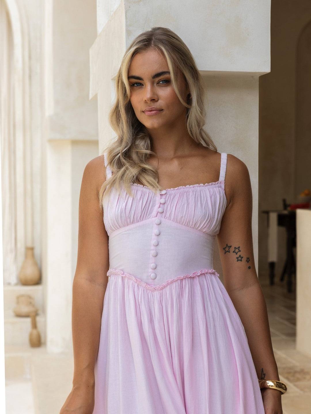 Rose Midi Dress — Basque Waist, Lace Hem — Cocopiña Royal Blue / XL