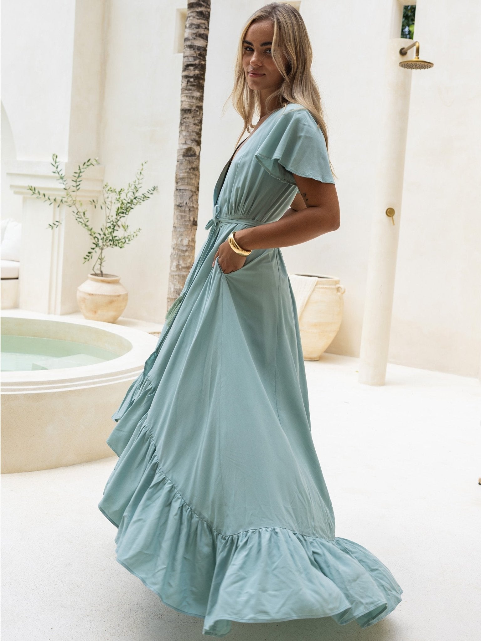 Rosa Wrap Dress — True Wrap Design, Hidden Pockets — Cocopiña