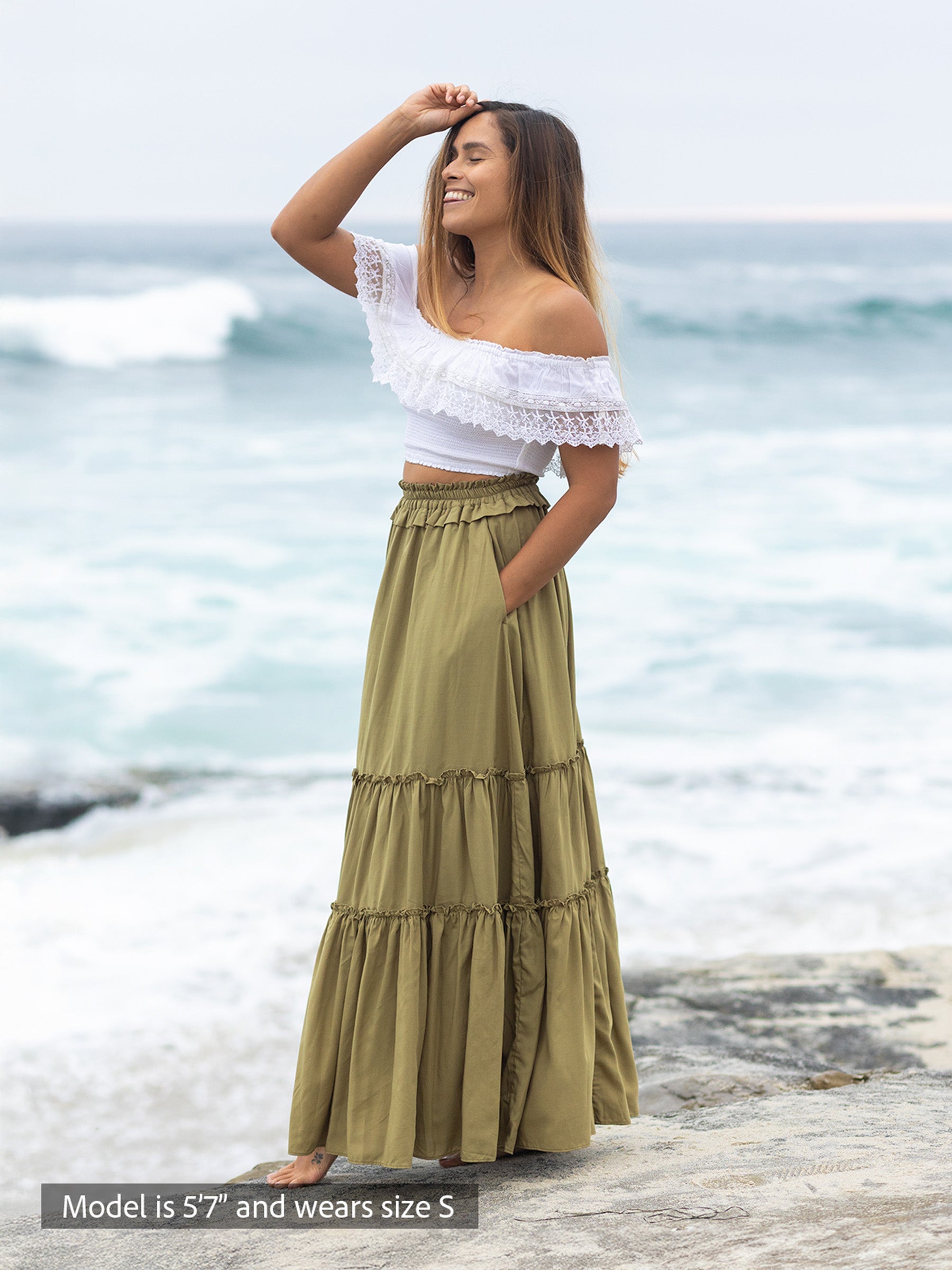 【PORTERNA】Hemp slit long skirt Slit printed long skirt - Women | MANGO OUTLET USA