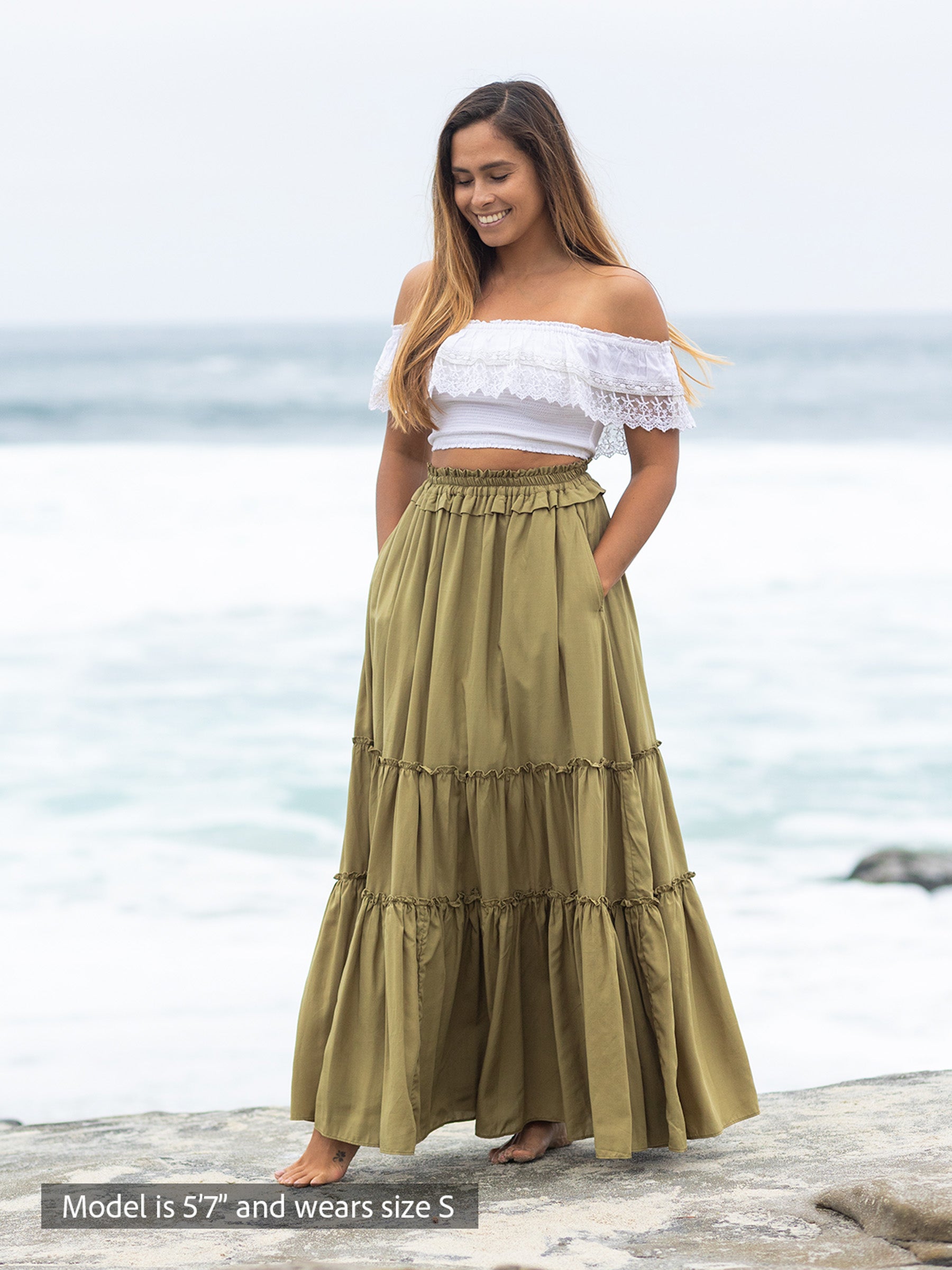【PORTERNA】Haip maxi long skirt Amazon.com: HAEOF Women's Summer Boho Elastic High Waist
