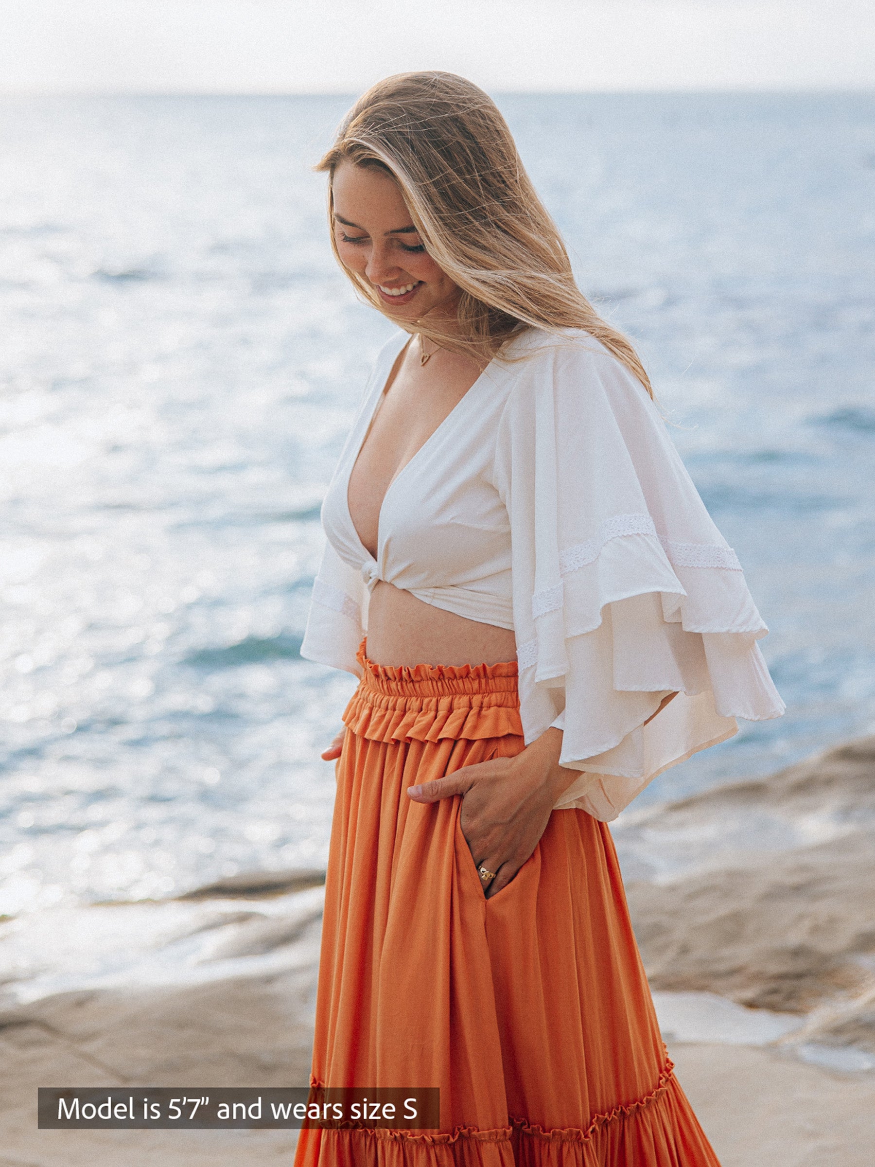 Tera Maxi Skirt – Boho-Chic, Tiered, Pockets | Cocopiña