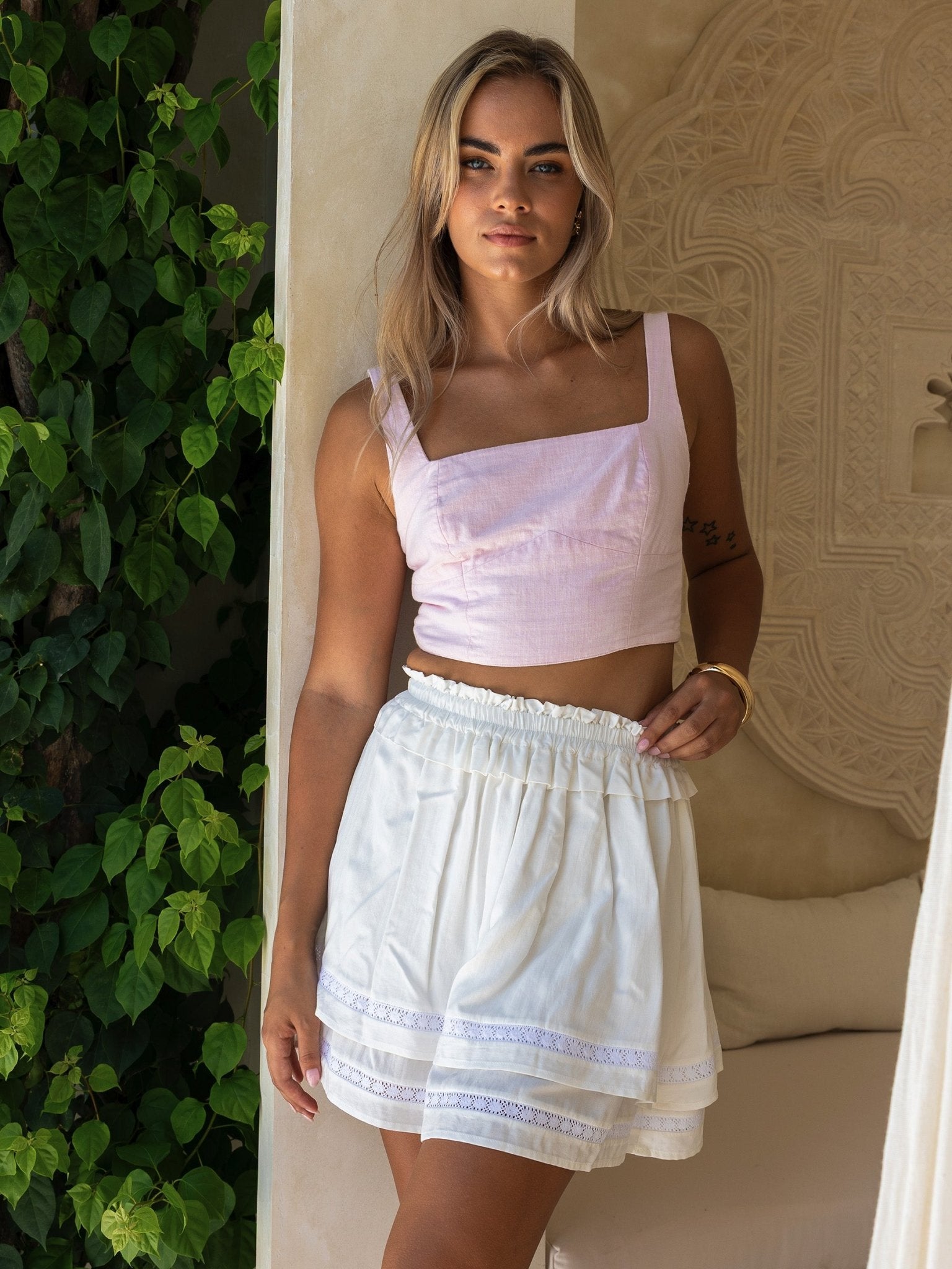 Milos Mini Skirt — Double-Layered, Tiered — Cocopiña